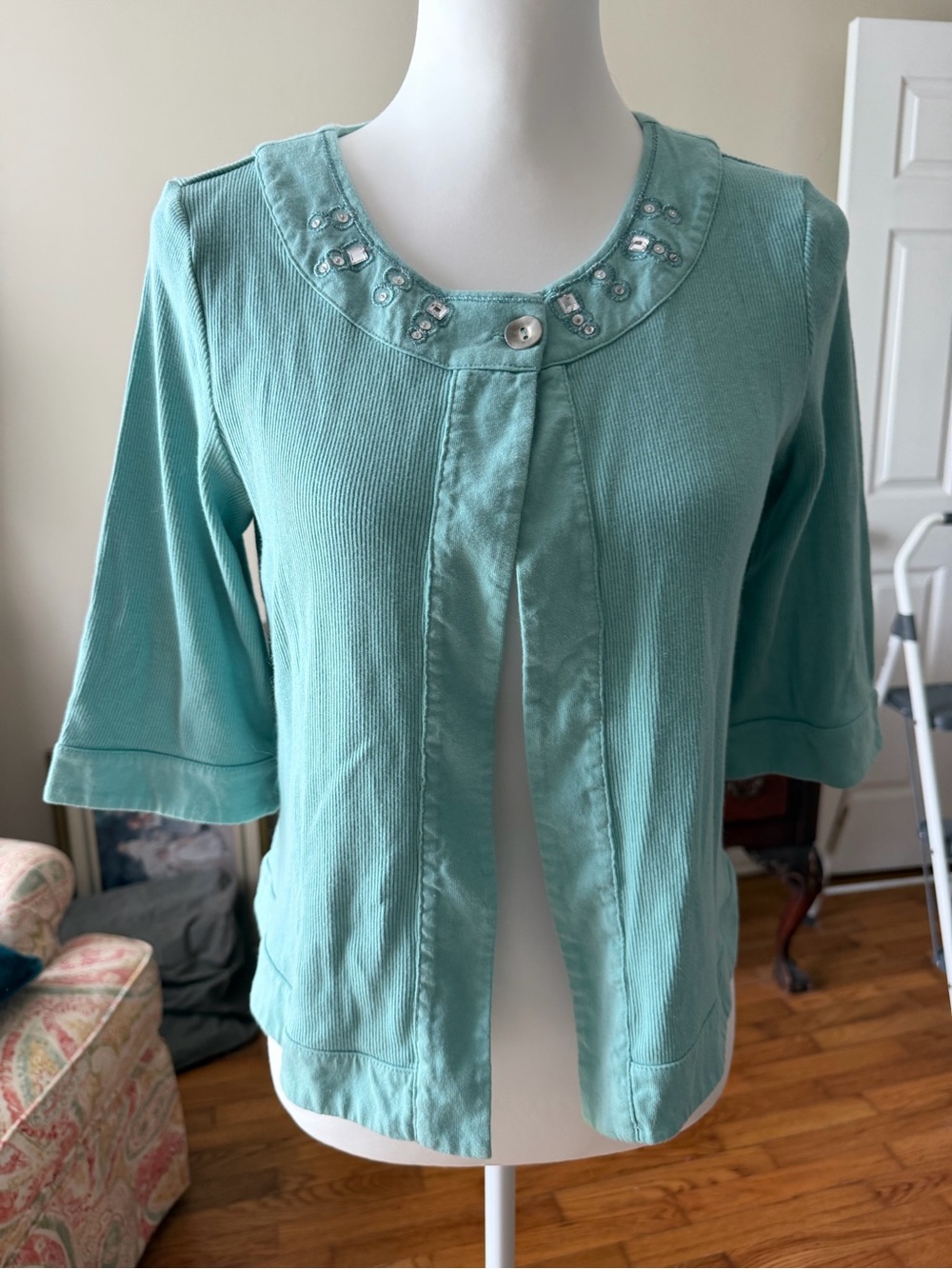 JH Collectibles Teal Embellished Open-Front Tunic